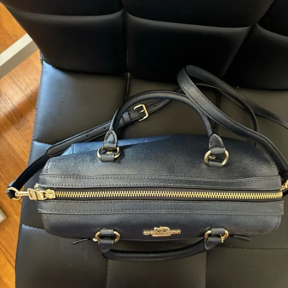 Coach Rowan Satchel Blue Leather Crossbody Purse - Picture 4 of 12